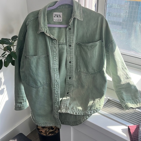 Zara Other Green Denim Shirt Poshmark